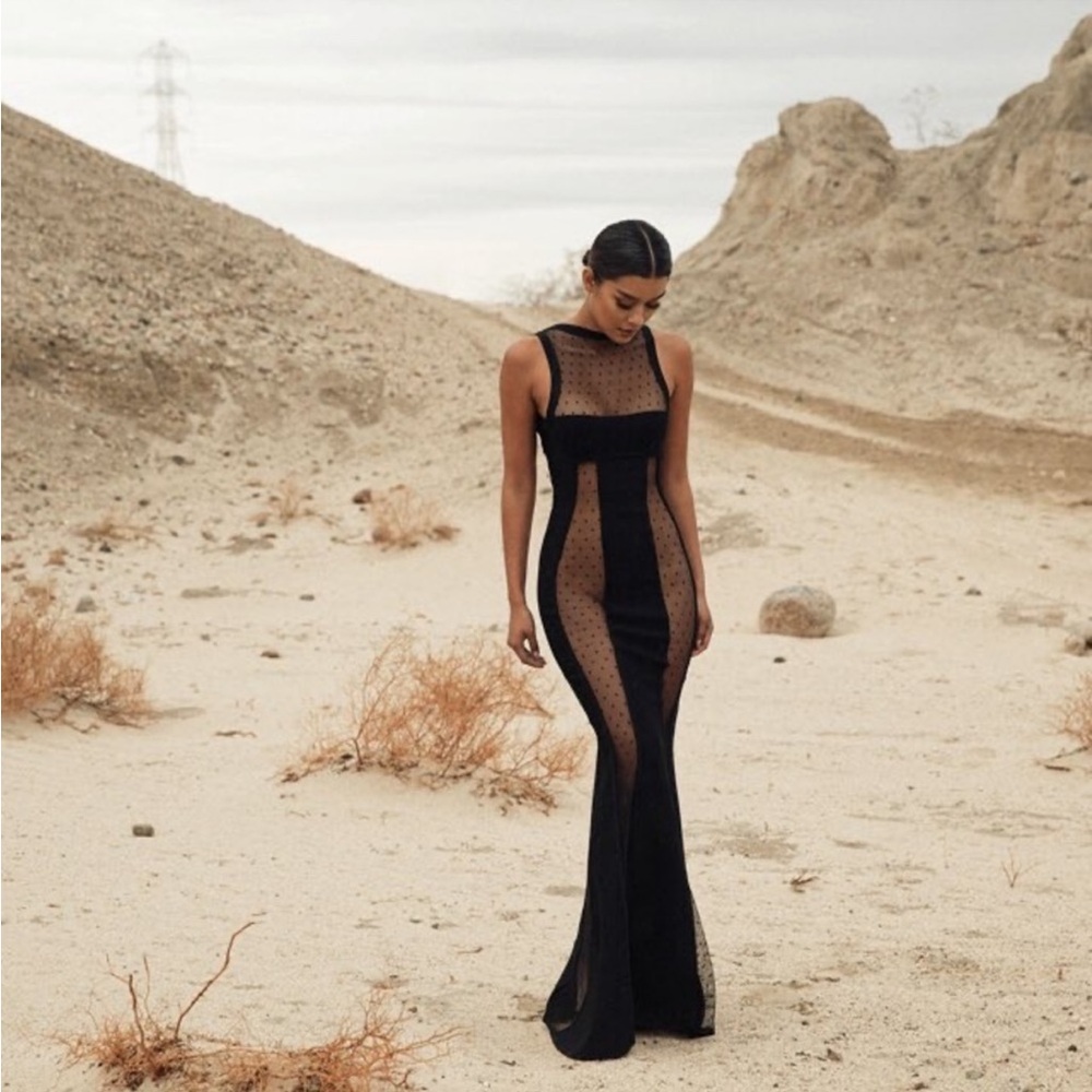 House of CB ‘Margaux’ bandage and mesh maxi dress NWOT - Picture 3 of 9